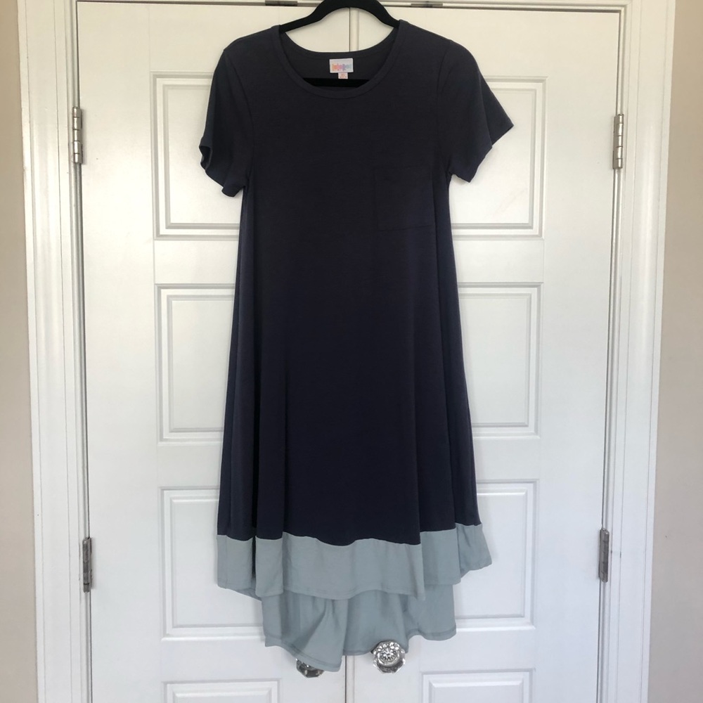 LuLaRoe Carly dress- navy blue dipped
